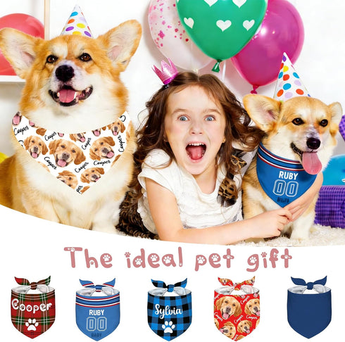 Rmaphy Design1 Personalized Dog Bandana Custom Neckwear Name Dog Scarf Triangle Bibs Kerchief for Medium Large Dogs