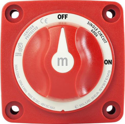 6006 Blue Sea Systems On/Off Battery Isolator Switch With Locking Key, Red, mSeries