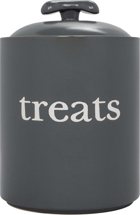 Nat & Jules Charcoal Grey 8 x 6 Ceramic Pet Treats Canister