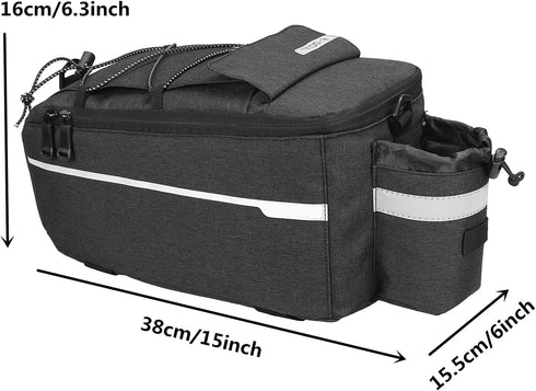 ZIMFANQI 10L Bike Rear Rack Bag, Insulated Trunk Cooler Bag, Reflective Cargo Bag with Phone Holder