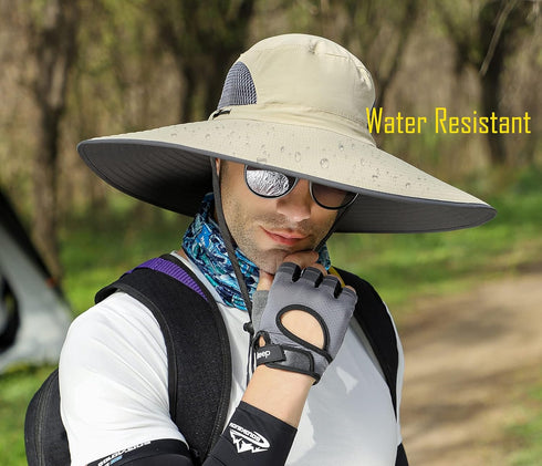 Leotruny Men Wide Brim Sun Hats, UPF50+ Waterproof Breathable Bucket Hat for Fishing, Hiking
