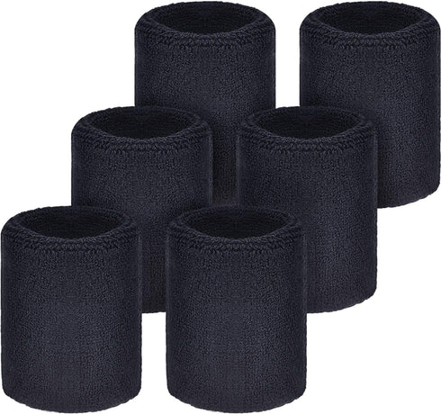 Willbond 6 Pcs Wrist Sweatbands - Absorbent Sports Wristbands for Basketball, Tennis, Football, Running