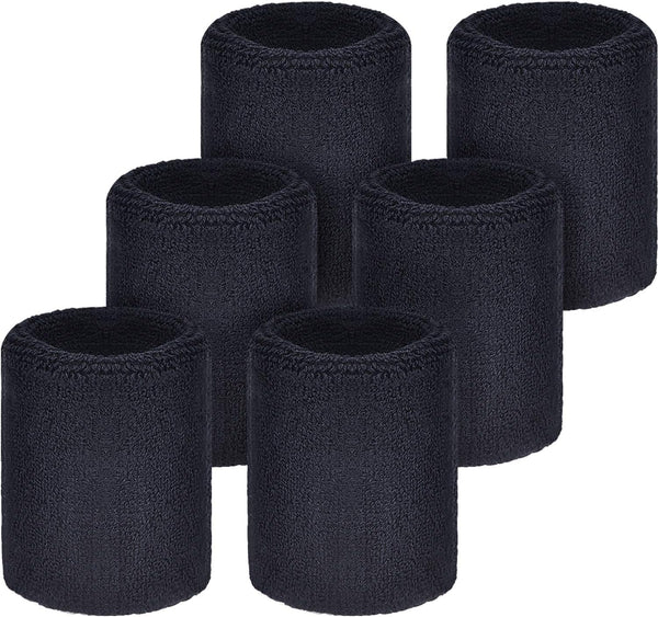 Willbond 6 Pcs Wrist Sweatbands - Absorbent Sports Wristbands for Basketball, Tennis, Football, Running