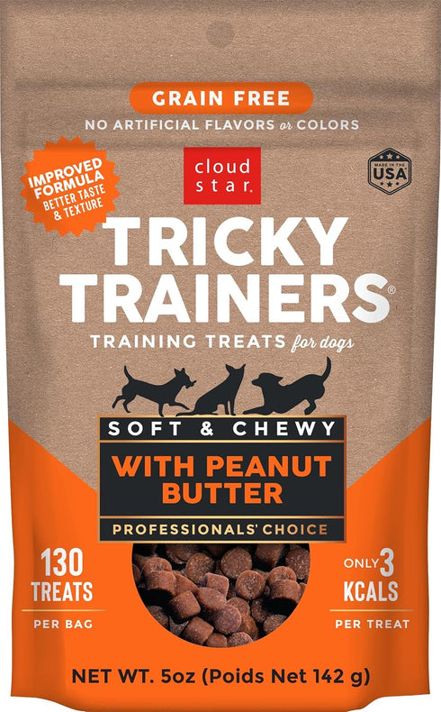Cloud Star Tricky Trainers Soft & Chewy Dog Training Treats, Peanut Butter Flavor, 5 oz Pouch