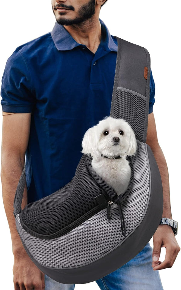 FDJASGY Pet Sling Carrier for Small Dogs Cats, Breathable Mesh Hand-Free Puppy Backpack with Adjustable Strap