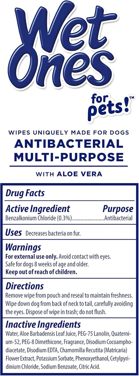 Wet Ones for Pets Multi-Purpose Dog Wipes with Aloe Vera, 50 Count - 3 Pack, Wipes for All Dogs, 150 Count Total