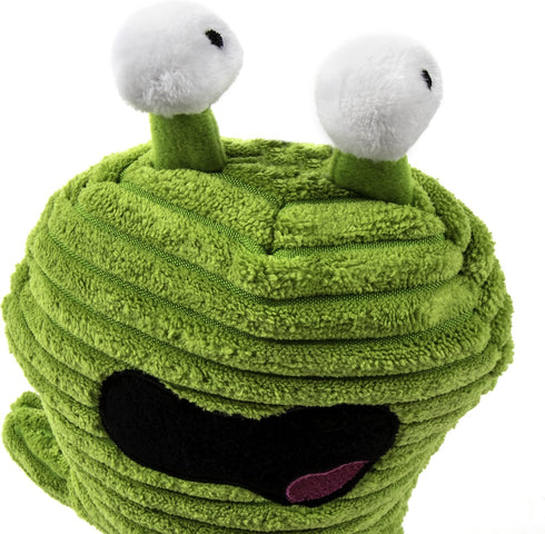 goDog PlayClean Germs Squeaky Plush Dog Toy, Green, Small with Chew Guard Technology