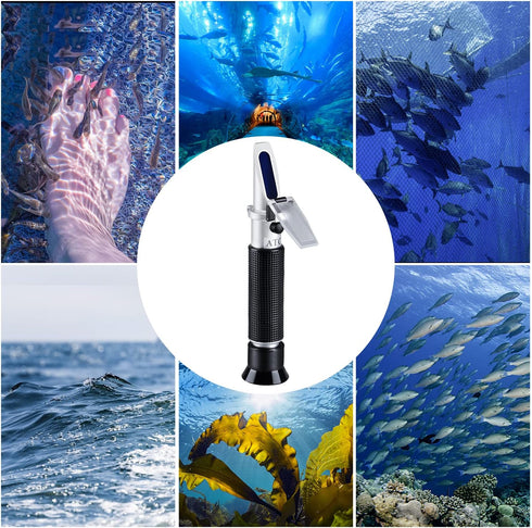 LEERCHUANG Water Salinity Refractometer, Dual Scales Hydrometer for Aquarium, Marine Fish-Keeping, Pool Tank