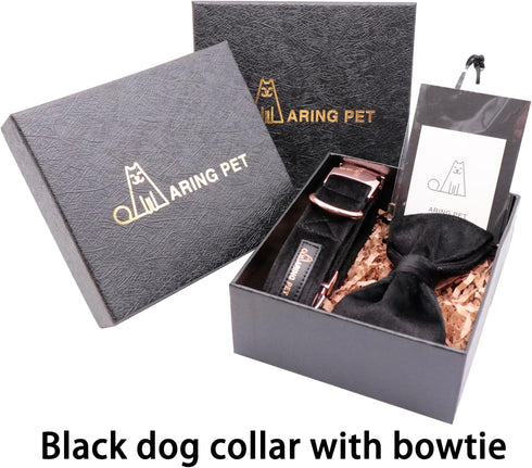 ARING PET Bowtie Dog Collar, Velvet Dog Collars with Removable Bowtie, Adjustable for Girl and Boy Dogs