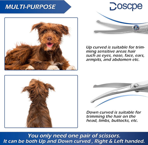 Curved Dog Grooming Scissors, 6.69 inches Round Tips Pet Grooming Shears for Dog Cat Hair Trimming