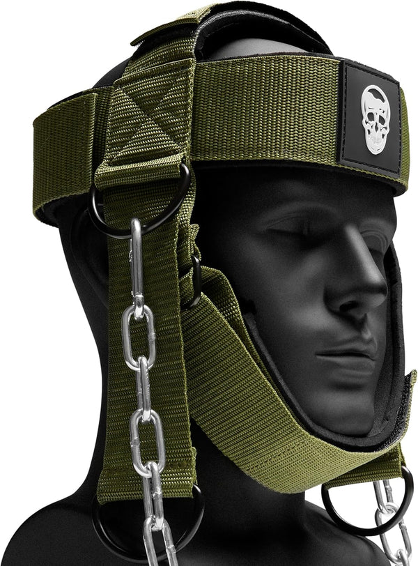 Gymreapers Neck Harness for Neck Strength, Reduce Pain - Neck Trainer with 29” Heavy Duty Chain & Adjustable Strap