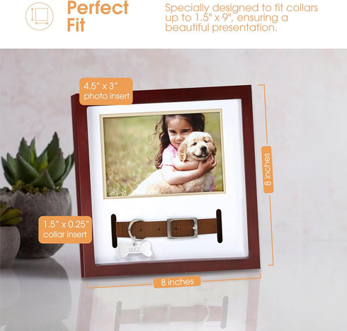 Pearhead Pet Collar Keepsake Frame, Dual Display Memorial for Cat & Dog Collars, 3" x 4.5" Photo Insert