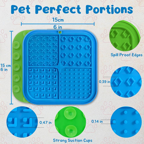 Licking Mats for Dogs and Cats - Slow Feeder Lick Pad with Suction Cups, Crate Training Pet Toy, 2 Lick Mats
