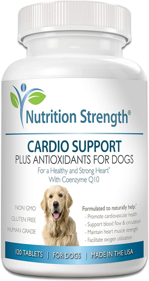 Cardio Support for Dogs with L-Carnitine, L-Taurine, Coenzyme Q10, Vitamin E, 120 Chewable Tablets