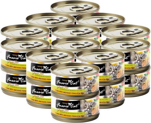 Fussie Cat Premium Tuna & Anchovies in Aspic Grain-Free Wet Cat Food, 2.82 oz, Case of 24
