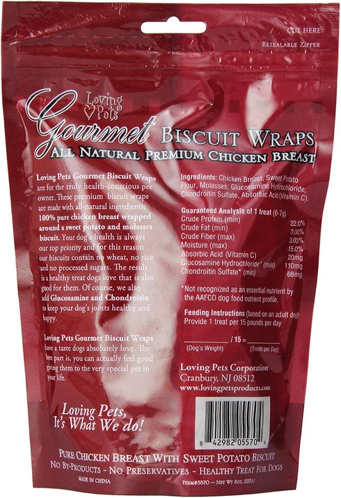 Loving Pets All Natural Premium Sweet Potato Biscuit and Chicken Wraps with Glucosamine and Chondroitin Dog Treat Pack 2 (2 Items)