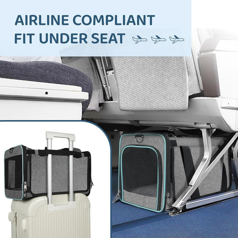 Cat Carrier, Airline Approved Soft-Sided Travel Bag for Medium Cats 15+ lbs & Small Dogs, Underseat Cabin L
