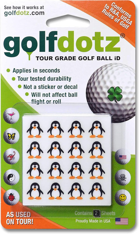 Golfdotz USGA Rule Conforming Novelty Golf Ball Markers, Stickers for Marking Balls, Gifts for Golfers