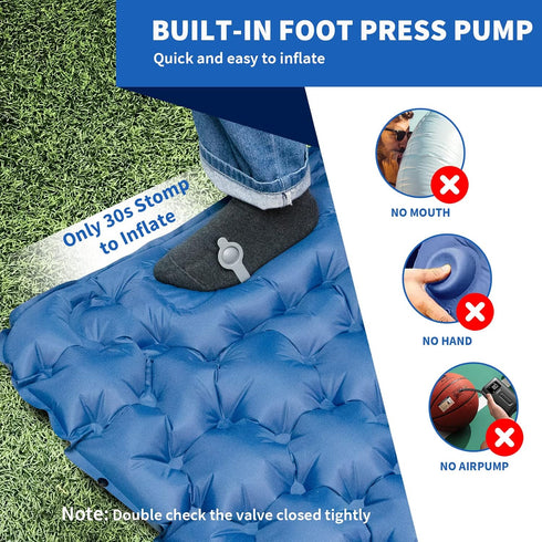 HiiPeak Sleeping Pad for Camping, Ultralight Inflatable Mat with Built-in Foot Pump & Pillow