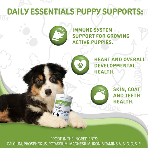 waggedy Daily Essentials Puppy — Full-Spectrum Functional Treats, Dog Supplements & Vitamins for Small or Large Breed