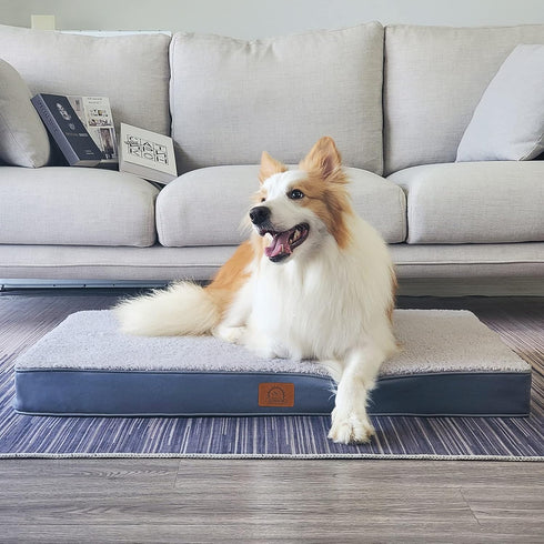 Orthopedic Dog Bed for Large Dogs - Big Waterproof Bed with Removable Washable Cover & Anti-Slip Bottom, Deluxe Plush