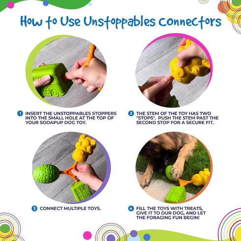 SodaPup Unstoppables Connectors, 2 Pack, Non-Toxic PETstrong Nylon Treat Dispenser Chew Toys for Medium & Large Dogs,