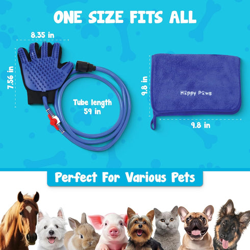 Dog Shower Attachment Glove, Pet Washing Brush Sprayer Bath Scrubber with Towel for Indoor and Outdoor Bathing