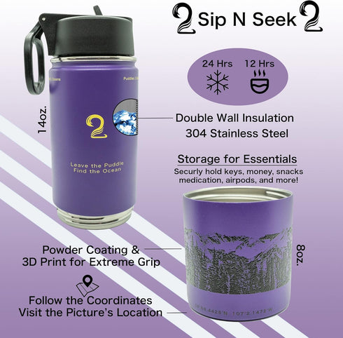 Water Bottle with Snack Compartment, 22oz Kids Stainless Steel Insulated Water Bottle with Storage