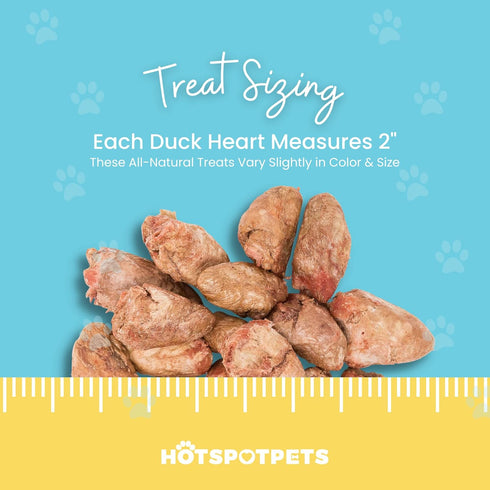 hotspot pets Freeze Dried Duck Heart Treats for Cats & Dogs - 1LB BIG BAG, All Natural Grain-Free Duck Hearts