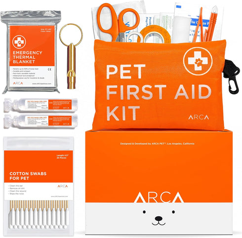 Water Resistant Dog First Aid Kit - Pet Emergency Kit with High Visibility Reflective First Aid Pouch for Hiking,