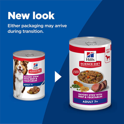 7+ 12.8 oz. 12-Pack Hill's Science Diet Adult Wet Dog Food, Beef & Vegetables, Cans