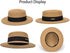 Straw Beach Sun Hat for Women Men, Pork-Pie Boater Hat, Summer Wide Brim UV-Rays Panama Hat