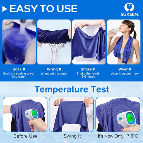 (40"x12"), Sukeen Cooling Towels Soft Breathable Cooling Towels for Neck and Face, Sweat Towel Cooling Neck Wraps