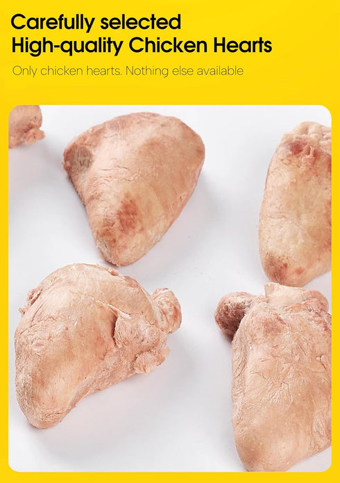 7 OZ Freeze Dried Chicken Hearts Treats for Dogs Cats, High Protein Raw Dog Food Topper, Single Fresh Ingredient
