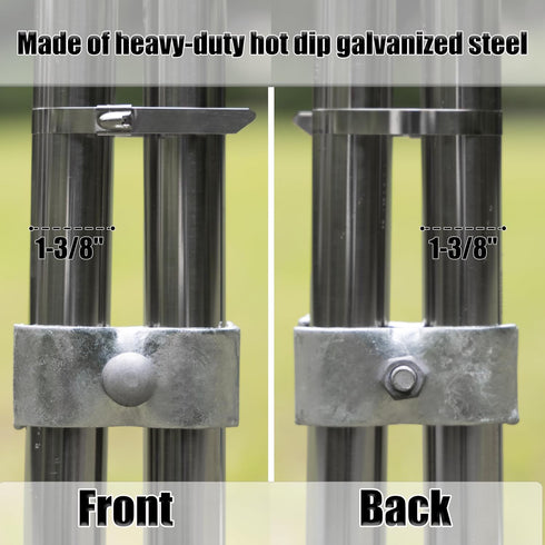 Mabeeze Dog Kennel Panel Clamps for 1-3/8" Pipes - 20 sets Pack of Galvanized Steel Connectors for Chain Link Fence