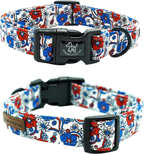 Elegant Little Tail Holiday Dog Collar, Adjustable Independence Day Design for Small Medium Large Dogs
