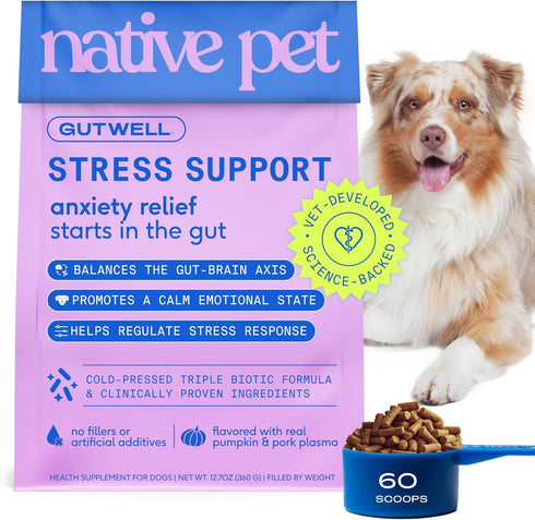 Native Pet GutWell Stress Support - Dog Anxiety Relief & Calming Supplement
