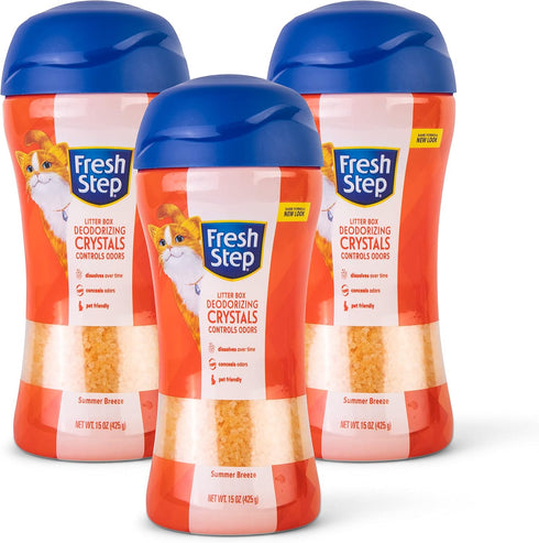 Fresh Step Cat Litter Crystals in Fresh Scent, Cat Litter Box Deodorizer, 15 Ounces (Pack of 3)