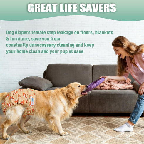 5 Pack, Langsprit Female Dog Diapers for Doggie Puppy,Reusable Dog Period Diapers Female for Heat Peeing,Small Medium
