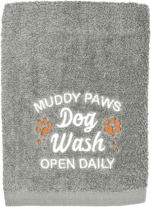 DAN RIVER 100% Cotton Dog Bath Towel, Ultra Soft 450 GSM, Quick Drying, Paw Embroidered Pattern, 20x40 inches