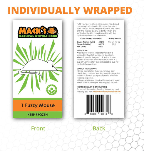 Mack's Natural Reptile Food Frozen 25ct Fuzzy Mouse