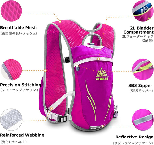YAPJEB 5L Hydration Running Vest, 5.5L Water Backpack for Trail Marathon Running Race Cycling Hiking Outdoors.