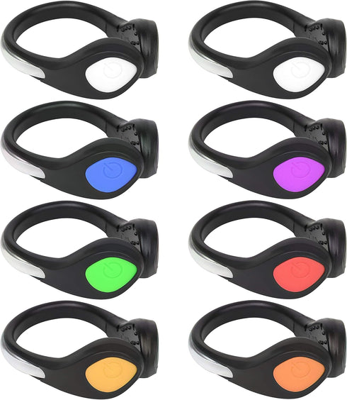 PROLOSO 8 Pack Shoe Lights - Clip On Safety Lights for Runners, Night Walking, Jogging, Biking