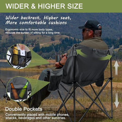 600D (2, Joyfair Outdoor Camping Chair for Adult, Large Portable Folding Moon Chairs with Carry Bag for Patio Beach