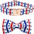 Elegant Little Tail Independence Day Dog Collar, American Flag Bowtie for 4th of July, Adjustable Soft Puppy Collar