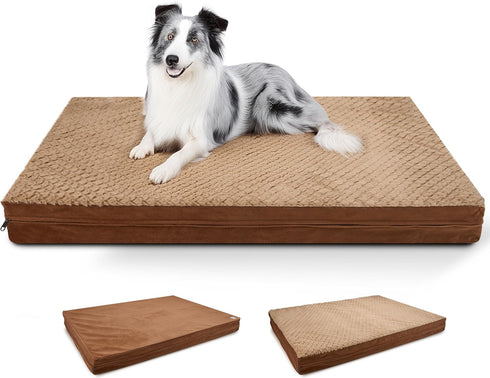 Sytopia 41 Inch XLarge Dog Bed, Reversible Waterproof Orthopedic with Removable Washable Cover for Large Dogs, Brown