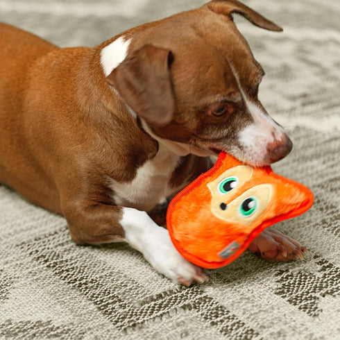 Outward Hound Durablez Tough Plush Squeaky Dog Toy, Fox, Orange, XS
