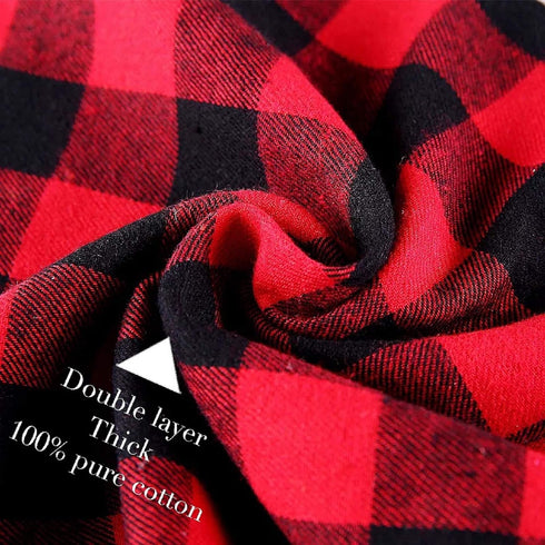 Buffalo Plaid Dog Bandanas 1 Pack, Red Flannel Triangle Bibs Scarfs for Small Medium Large Dogs and Cats, Washable