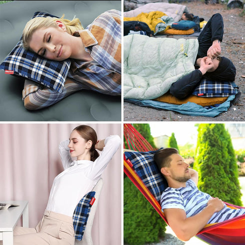 Outdoor Camping Pillow, Lightweight Compressible Flannel Travel Pillow Cases, Washable Removable Cover for Camping and