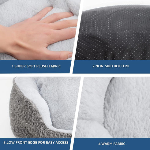 Indoor Cat Beds, Small Dog Bed, Calming Donut Cuddler Dog Beds, Soft Anxiety Cozy Pet Beds for Small/Medium Dogs